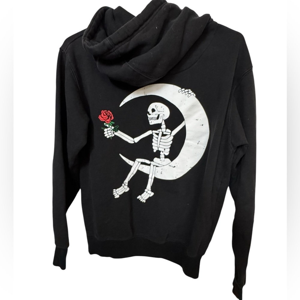To The Moon Love Skelton Moon Yours Truly Black High End Men’s M Hoodie MINTY